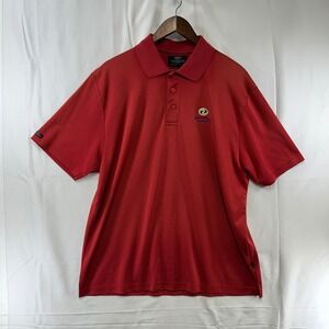 Straight Down‎ Performance Polo Shirt Mens Large Red Pacific Dunes Golf Mesh